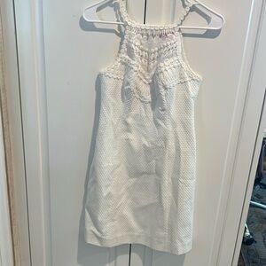 White Lilly Pulitzer halter dress with crochet details